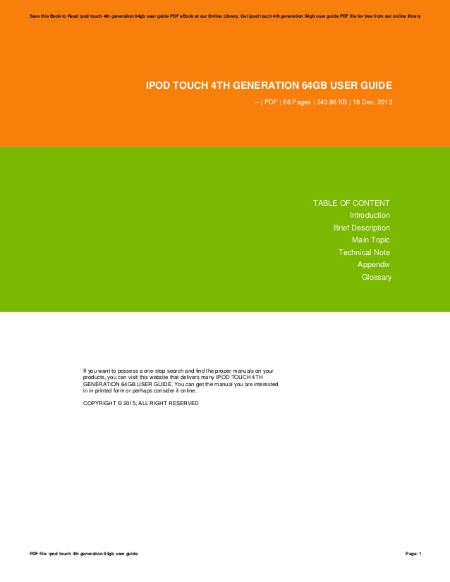 Ipod touch 4th generation user manual